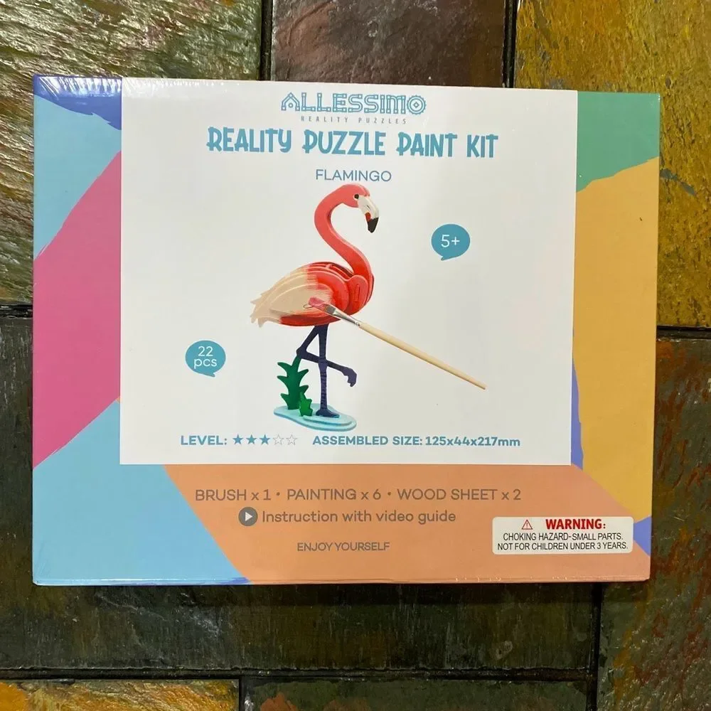 Allessimo Create & Paint Wooden 3D Pink Flamingo Level 3 Reality Puzzles… - Picture 7 of 7